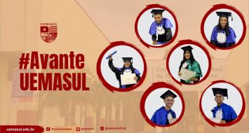 Banner com foto dos seis alunos graduados pela UEMASUL.